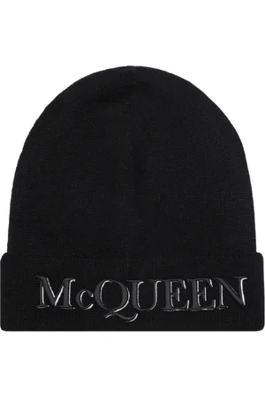 Alexander McQueen Akcesoria, Mężczyzna, Czarny, M, Kaszmir, Czarna Rozpinana Czapka Aw 22
