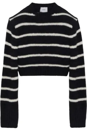 Halfboy Swetry, Kobieta, Czarny, M, Czarno-Biały Sweter z Dekoltem Crew Neck Crop