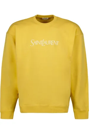Saint Laurent Bluzy, Mężczyzna, Żółty, L, Bawełna, Bluza z haftowanym logo