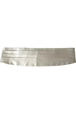 Dolce & Gabbana Akcesoria, Mężczyzna, Biały, M, Biały Jedwabny Cummerbund z Logo