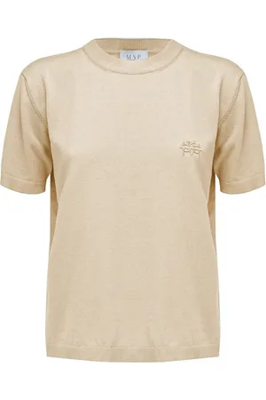 MVP Wardrobe Koszulki, Kobieta, Beżowy, M, Bawełna, Venice Knit T-Shirt