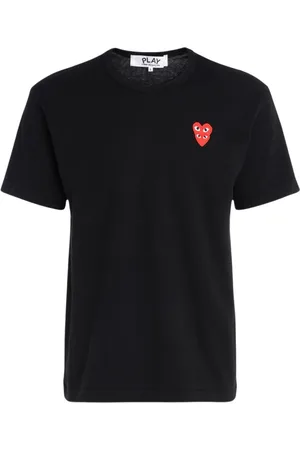 Comme des Garçons Koszulki, Mężczyzna, Czarny, M, Męski czarny T-shirt z nadrukowanymi sercami