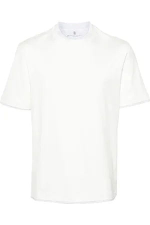 Brunello Cucinelli Koszulki, Mężczyzna, Biały, 2XL, Bawełna, Warstwowy T-shirt z bawełny