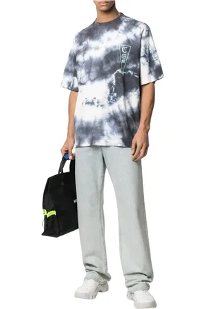 MARCELO BURLON Koszulki, Mężczyzna, Szary, S, Bawełna, Logo Tie-Dye Oversize T-Shirt