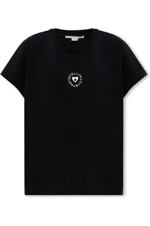 Stella McCartney Koszulki, Kobieta, Czarny, 2XS, Bawełna, T-shirt z logo