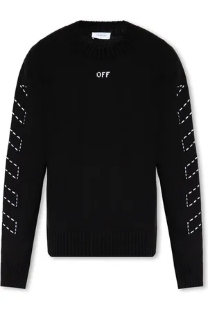 OFF-WHITE Swetry, Mężczyzna, Czarny, S, Bawełna, Sweter z logo