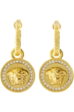 VERSACE Akcesoria, Kobieta, Żółty, ONE SIZE, Kolczyki Meduza Klasyczne Zapięcie