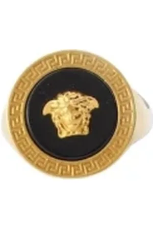 VERSACE Akcesoria, Mężczyzna, Czarny, 56 MM, Pierścień Meduzy Relief Metal i Nacre