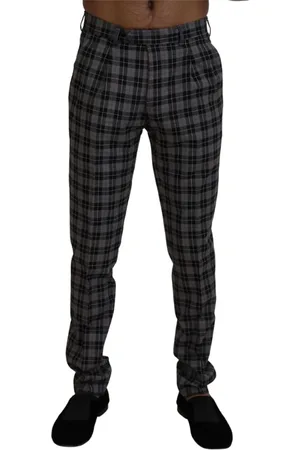 Bencivenga Spodnie, Mężczyzna, Wielobarwność, S, Szare Spodnie Slim Fit w Kratę Chino