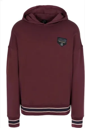 Armani Exchange Bluzy, Mężczyzna, Czerwony, S, Len, Casual Sweatshirt na Co Dzień