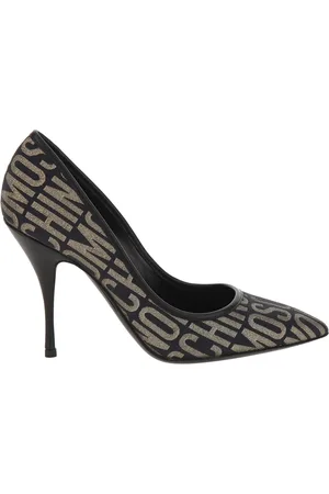 Moschino Buty, Kobieta, Wielobarwność, 37 EU, Bawełna, Czarno-Złote Logo Lurex Pump