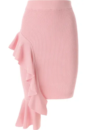 Moschino Spódnice, Kobieta, Różowy, L, Różowa Spódnica z Falbaną w Talii