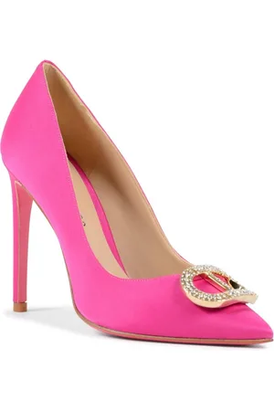 DEE OCLEPPO Buty, Kobieta, Różowy, 36 EU, Różowa Satynowa Pompa z Złotym Logo