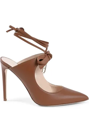 DEE OCLEPPO Buty, Kobieta, brązowy, 38 EU, Elegancka skórzana mula z noskiem w szpic i kokardą