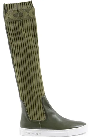 DEE OCLEPPO Buty, Kobieta, Zielony, 36 EU, Elastyczny But na Kolanach Sneaker