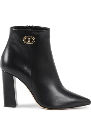 DEE OCLEPPO Buty, Kobieta, Czarny, 36 EU, Elegancki Botek z Cielęcej Skóry z Detalem Logo