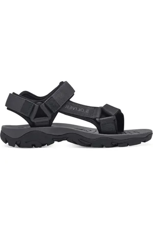 QS by s.Oliver Buty, Mężczyzna, Czarny, 44 EU, Czarne Casual Otwarte Płaskie Sandały
