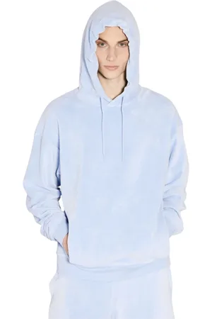 MARTINE ROSE Bluzy, Mężczyzna, Niebieski, S, Nylon, Terry Cloth Hooded Sweatshirt