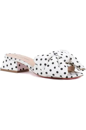 DEE OCLEPPO Buty, Kobieta, Biały, 37 EU, Kropki Kokarda Mule Sandały