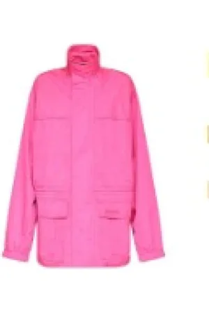 Balenciaga Płaszcze, Kobieta, Różowy, S, Len, Kurtka Parka z Zamkiem Błyskawicznym