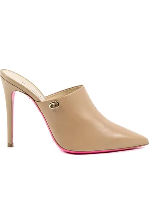 DEE OCLEPPO Buty, Kobieta, brązowy, 38 EU, Kamela Skórzana Wysoka Obcas Mule Sandał