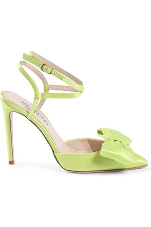 DEE OCLEPPO Buty, Kobieta, Zielony, 37 1/2 EU, Eleganckie Satynowe Szpilki z Paskiem na Kostce