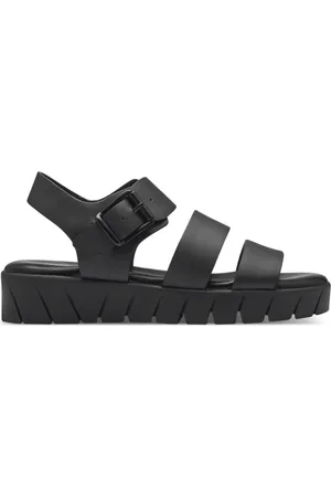QS by s.Oliver Buty, Kobieta, Czarny, 36 EU, Czarne Casual Plaskie Sandaly Damskie