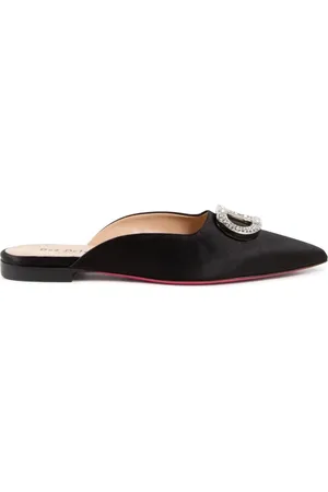 DEE OCLEPPO Buty, Kobieta, Czarny, 38 EU, Satin Strass Pointed Toe Slides
