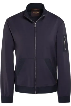 MOORER Bluzy, Mężczyzna, Niebieski, L, Interlock Full Zip Top