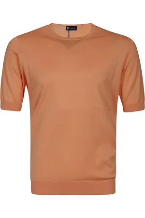 hindustrie Swetry, Mężczyzna, Pomarańczowy, L, Peach Crewneck Cotton Sweater