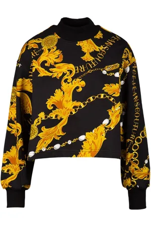 VERSACE Bluzy, Kobieta, Czarny, L, Bluza z nadrukiem i paskiem