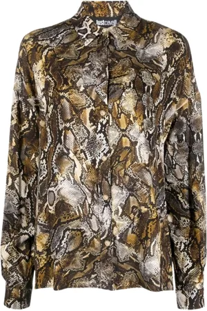 Roberto Cavalli Bluzki, Kobieta, Wielobarwność, S, Koszula z nadrukiem wężowym