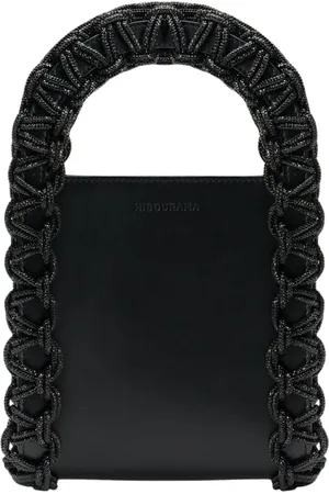 Hibourama Torebki, Kobieta, Czarny, ONE SIZE, Kryształowo zdobiona skórzana torba crossbody