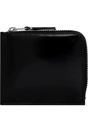 Comme des Garçons Akcesoria, unisex, Czarny, ONE SIZE, Skóra, Srebrny Portfel z Lustrem i Zamkiem Błyskawicznym