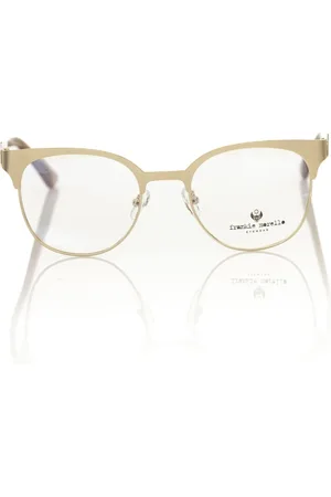 FRANKIE MORELLO Akcesoria, unisex, Żółty, ONE SIZE, Złote Okulary Clubmaster z Geometrycznym Wzorem