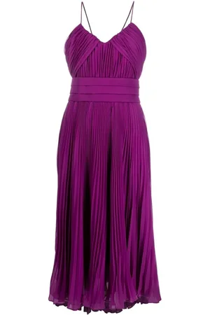 Max Mara Sukienki, Kobieta, Fioletowy, S, Poliester, Fioletowa plisowana sukienka midi