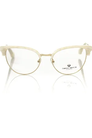 FRANKIE MORELLO Akcesoria, unisex, Biały, ONE SIZE, Białe Metaliczne Fibre Okulary Clubmaster