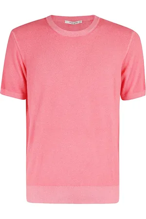 KANGRA CASHMERE Koszulki, Mężczyzna, Różowy, L, Luźny Bawełniany T-shirt