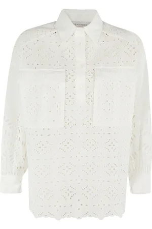 ERMANNO SCERVINO Bluzki, Kobieta, Biały, S, Bawełna, Koszula z długim rękawem