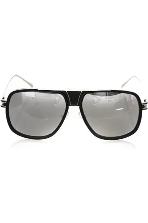 FRANKIE MORELLO Akcesoria, unisex, Czarny, ONE SIZE, Czarne okulary przeciwsłoneczne z metalicznym włóknem, model tarczy