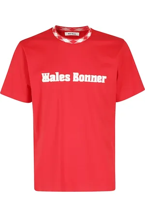 WALES BONNER Koszulki, Mężczyzna, Czerwony, M, Klasyczny T-shirt z bawełny