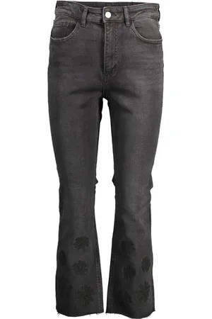 Desigual Jeansy, Kobieta, Czarny, S, Denim, Jeansyy z haftem z bawełny z kontrastującymi detalami