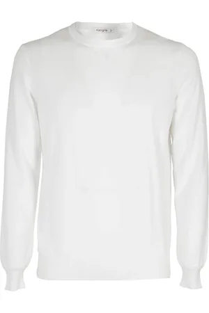 KANGRA CASHMERE Swetry, Mężczyzna, Biały, M, Koszulka z bawełny