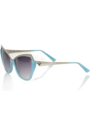 FRANKIE MORELLO Akcesoria, Kobieta, Niebieski, ONE SIZE, Eleganckie Metaliczne Okulary Kocie Oczy