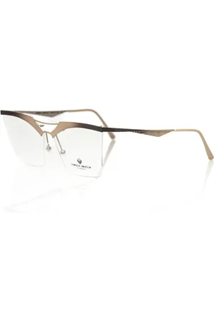 FRANKIE MORELLO Akcesoria, Kobieta, Żółty, ONE SIZE, Złote Okulary Clubmaster z Brokatem