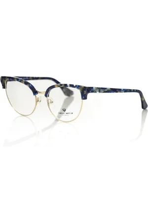 FRANKIE MORELLO Akcesoria, Kobieta, Niebieski, ONE SIZE, Niebieskie Okulary Clubmaster z Perłową Mankietą
