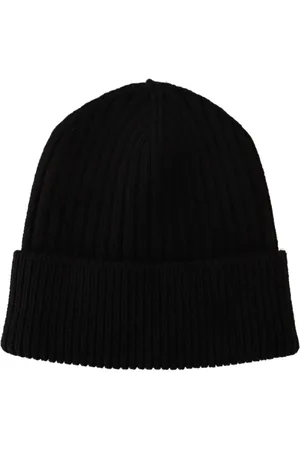 Dolce & Gabbana Akcesoria, Kobieta, Czarny, ONE SIZE, Czarna Wełniana Dzianinowa Zimowa Czapka