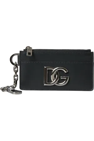 Dolce & Gabbana Akcesoria, Mężczyzna, Czarny, ONE SIZE, Minimalistyczny Portfel na Karty z Logo DG