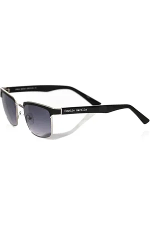 FRANKIE MORELLO Akcesoria, Mężczyzna, Czarny, ONE SIZE, Czarny Skórzany Clubmaster Okulary Przeciwsłoneczne