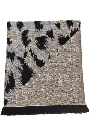 Roberto Cavalli Akcesoria, Mężczyzna, Wielobarwność, ONE SIZE, Wełna, Szalik z wełnianym wzorem zwierzęcym